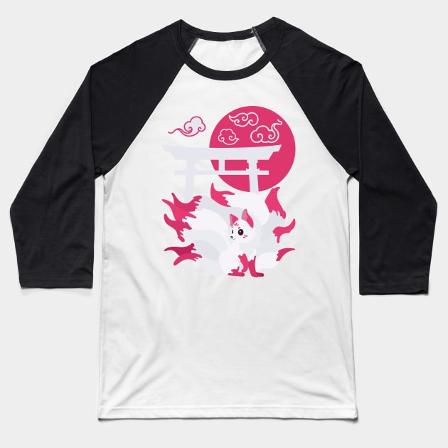 Anime Nine Tailed Fox Kitsune Baseball T-Shirt by soulfulprintss8